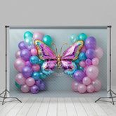 Aperturee - Aperturee Simple Balloon Butterfly Birthday Cake Smash Backdrop